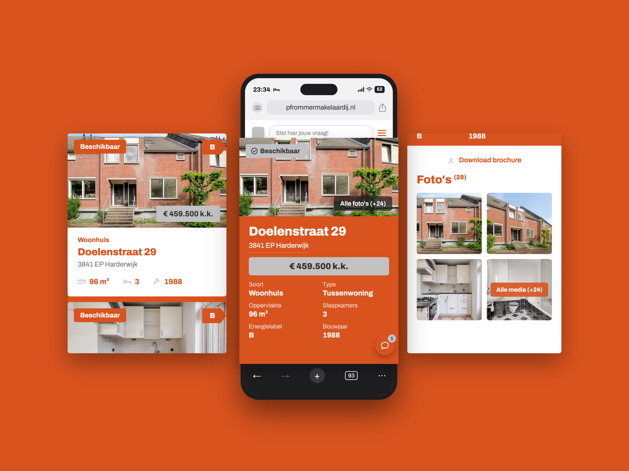 Voorbeeld van de woningwebsite